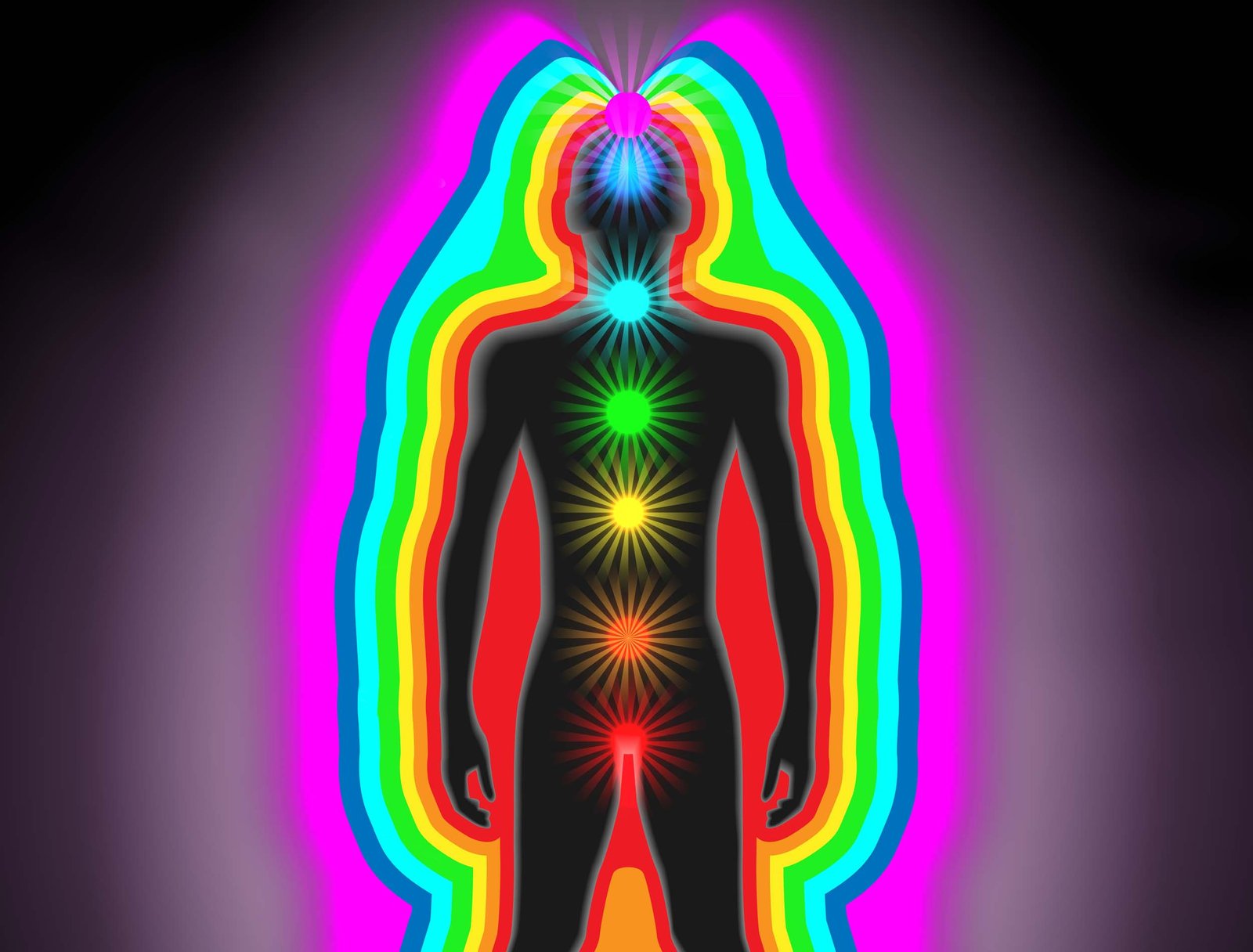 Vector Illustration of Human Auras and Chakras, Eps10 Vector, Ai, Eps and Jpg Included